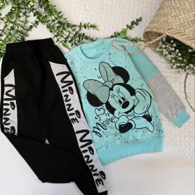 بلوز شلوار میکی آستین طوسی  -جستینو