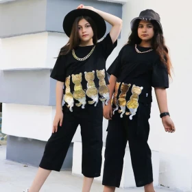 کراپ با شلواربرمودا گربه پولکی 