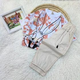 کراپ شلوارک آبرنگی خرگوش 