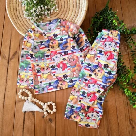 ست راحتی سگهای نگهبان آستین بلندشلوغ 