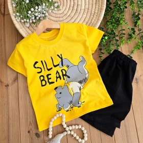 تیشرت شلوارک پوو زرد 