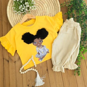 کراپ شلوارک دختر سیاه پوست موفرفری -جستینو