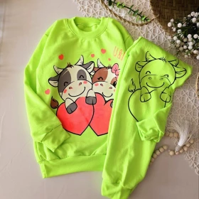 بلوز شلوار طرح گاو و قلب -جستینو