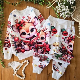 بلوز شلوار دخترونه تکرنگ گوزن سفید -جستینو