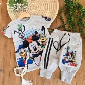 تیشرت شلوارک میکی گوفی ملانژ -جستینو