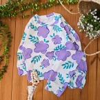 بلوز شلوار راحتی گل بنفش 