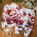 بلوز شلوار دخترونه تکرنگ گوزن سفید 