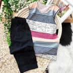 تاپ و شلوارک راه راه آبرنگی 