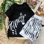 ست گورخری شلوارک سفید 